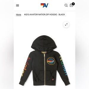 KID'S XXL AVIATOR NATION ZIP HOODIE-BLACK XXL big kid boy/girl unisex sweatshirt